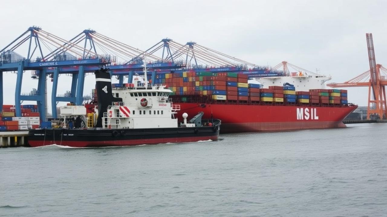 Bunker vessel alongside a container ship in Singapore waters